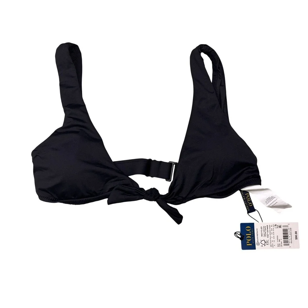 Polo Ralph Lauren Bikini Top Women Small Black Knot Front Triangle NWT
